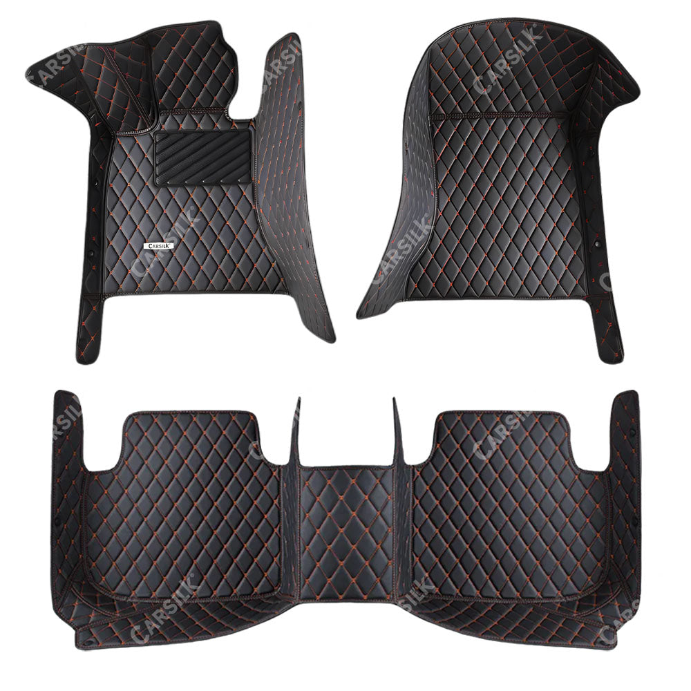 BLACK & ORANGE DIAMOND PATTERN CAR MATS SET - Carsilks 