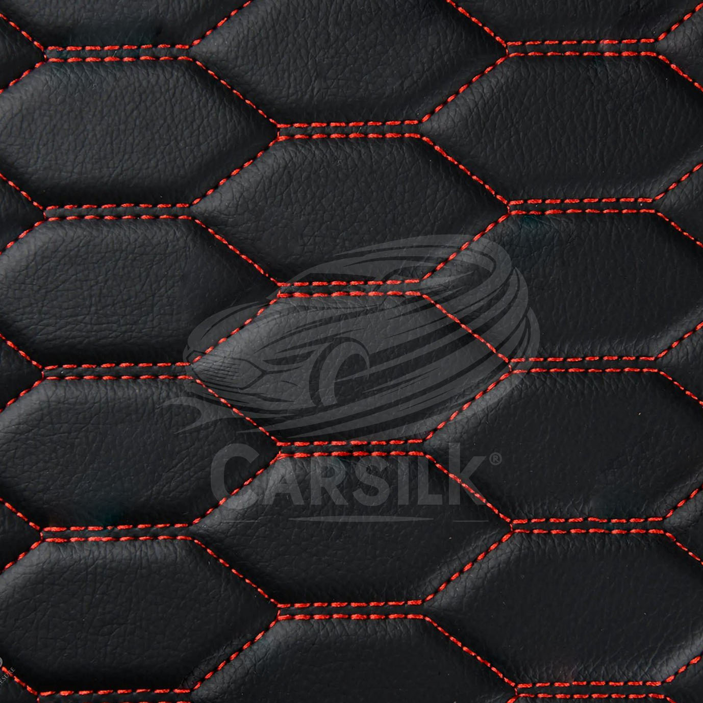 BLACK & RED STITCHING HONEY COMB LUXURY CAR MATS SET - Carsilks 