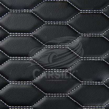 BLACK & WHITE STITCHING 3D SERIES HONEY COMB LUXURY TRUNK CAR MATS SET - Carsilks 