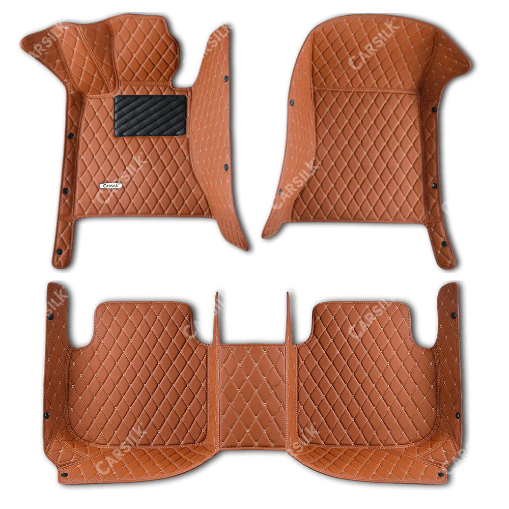 CARAMEL BROWN DIAMOND PATTERN CAR MATS SET - Carsilks 