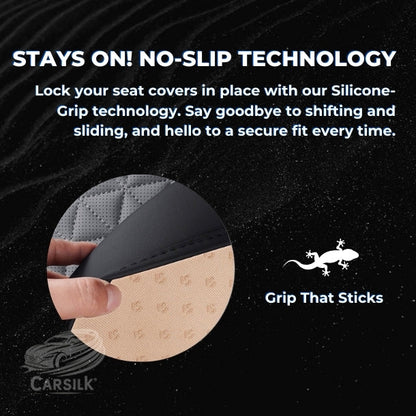 Black Breathable Waterproof Diamond Pattern Leather Seat Cover for Cars - Carsilks 