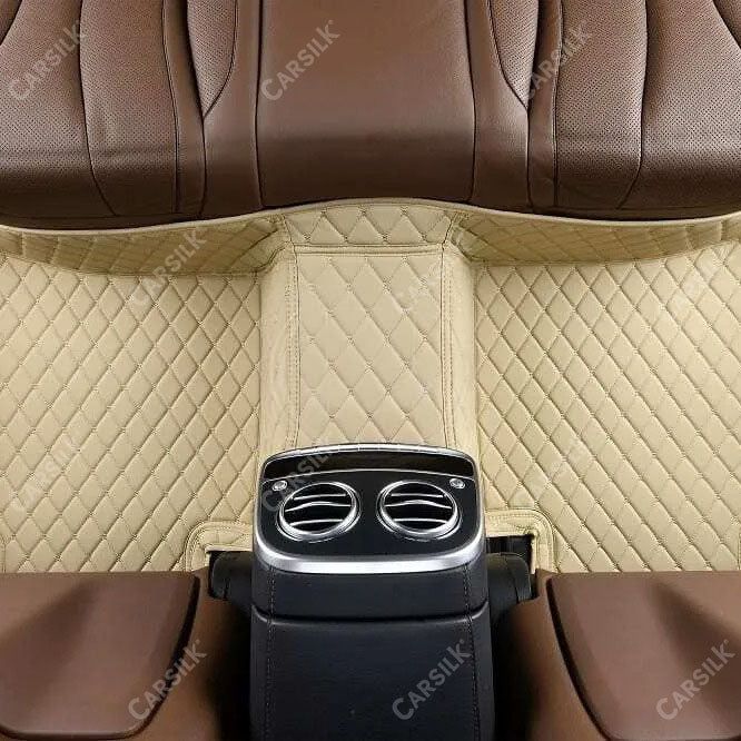 CREAM BEIGE STITCHING DIAMOND LUXURY CAR FLOOR MATS - Carsilks 