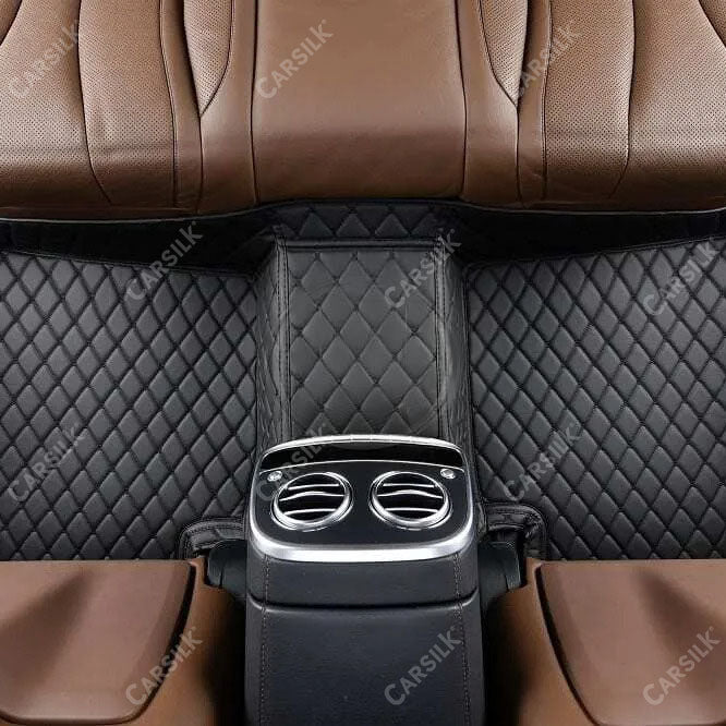 BLACK & BLACK STITCHING DIAMOND LUXURY CAR FLOOR MATS - Carsilks 