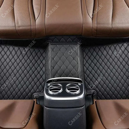 BLACK & BLACK STITCHING DIAMOND LUXURY CAR FLOOR MATS - Carsilks 