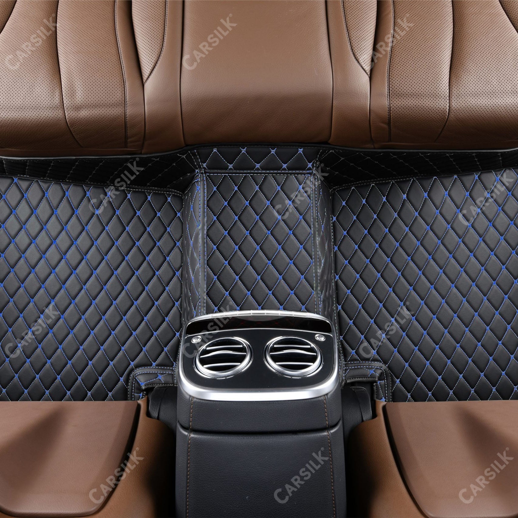 BLACK & BLUE DIAMOND PATTERN CAR MATS SET - Carsilks 