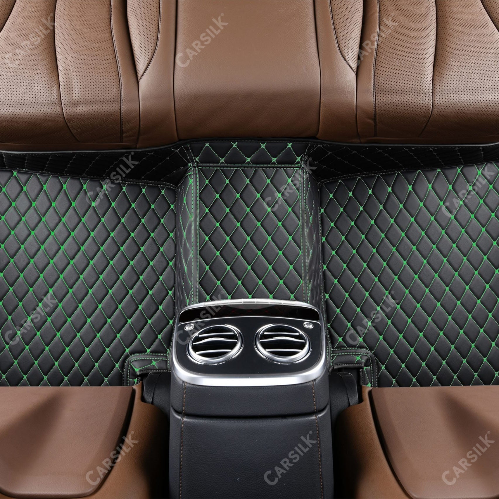 BLACK & GREEN DIAMOND PATTERN CAR MATS SET - Carsilks 