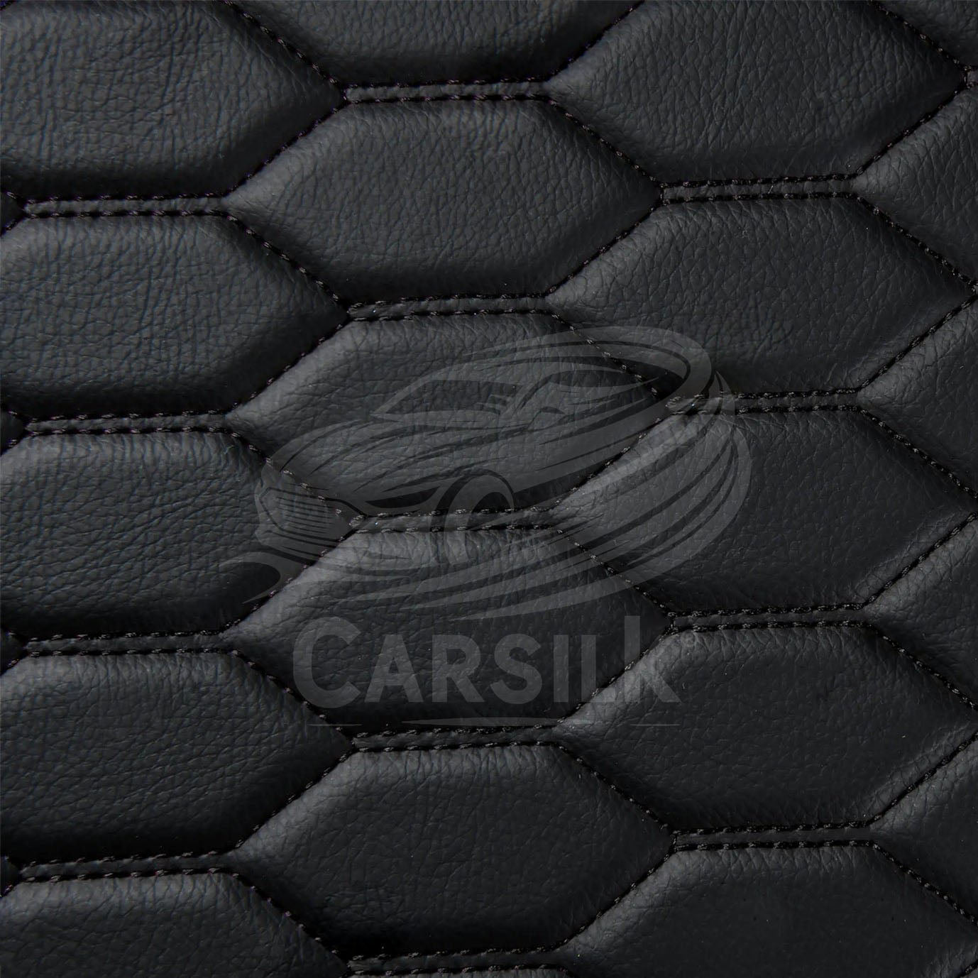 BLACK & BLACK STITCHING 3D HONEY COMB LUXURY TRUNK CAR MATS SET - Carsilks 