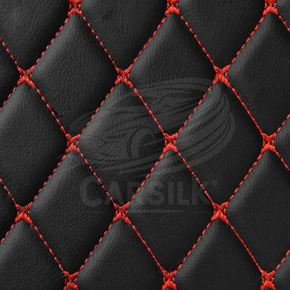 BLACK RED STITCHING 3D DIAMOND LUXURY BASE TRUNK CAR MATS SET - Carsilks 