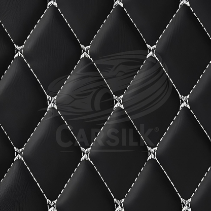 BLACK & WHITE STITCHING DIAMOND LUXURY BASE TRUNK CAR MATS SET - Carsilks 