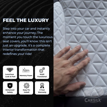 Black & White Breathable Waterproof Diamond Pattern Leather Seat Cover for Cars - Carsilks 