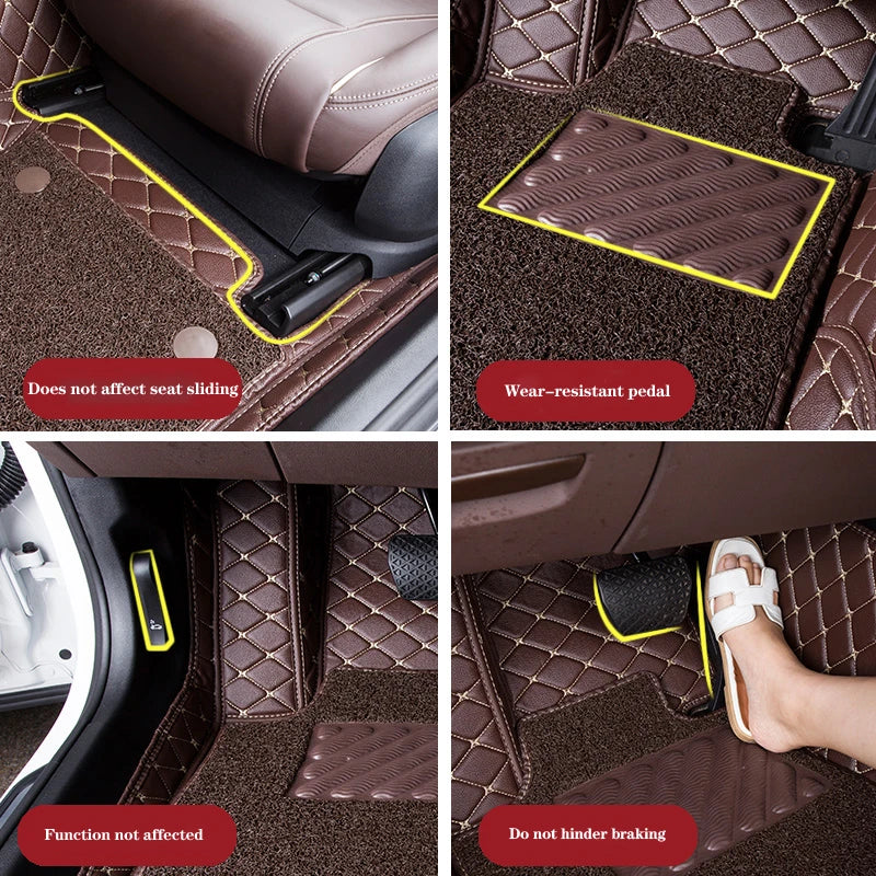 BLACK & BLACK STITCHING DIAMOND BASE WITH BLACK TOP CARPET DOUBLE LAYER CAR MAT SET - Carsilks 