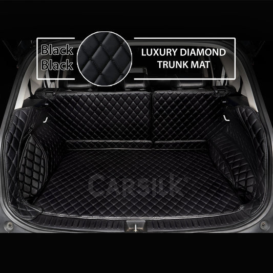 BLACK STITCHING 3D DIAMOND LUXURY TRUNK CAR MATS SET - Carsilks 