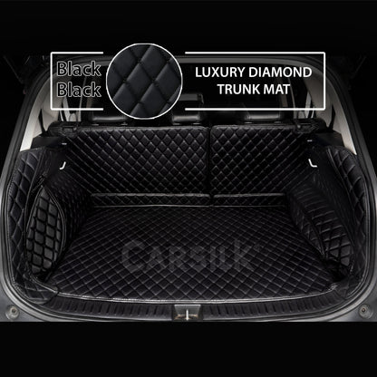 BLACK STITCHING 3D DIAMOND LUXURY TRUNK CAR MATS SET - Carsilks 
