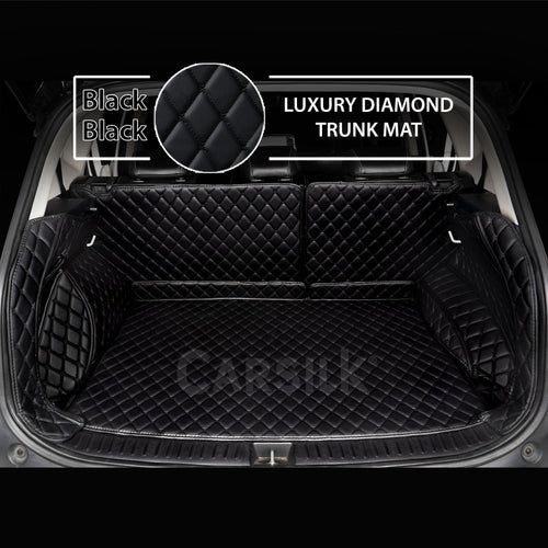 BLACK STITCHING 3D DIAMOND LUXURY TRUNK CAR MATS SET - Carsilks 
