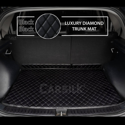BLACK & BLACK STITCHING DIAMOND LUXURY TRUNK CAR MATS SET - Carsilks 