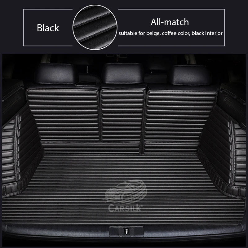 BLACK & BLACK STITCHING 3D SERIES STRIPE LUXURY TRUNK CAR MATS SET - Carsilks 