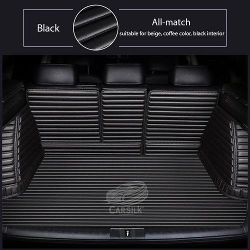 BLACK & BLACK STITCHING 3D SERIES STRIPE LUXURY TRUNK CAR MATS SET - Carsilks 