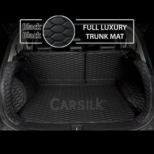 BLACK & BLACK STITCHING 3D HONEY COMB LUXURY TRUNK CAR MATS SET - Carsilks 