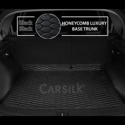 BLACK & BLACK STITCHING HONEYCOMB LUXURY TRUNK CAR MATS SET - Carsilks 