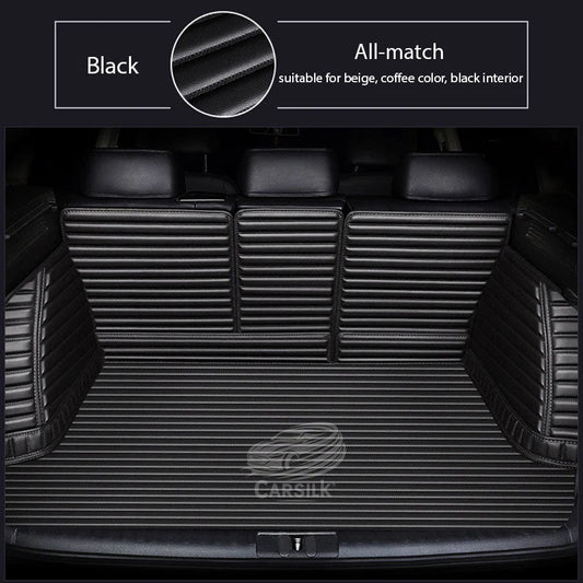 BLACK STITCHING 3D STRIPE LUXURY TRUNK CAR MATS SET - Carsilks 