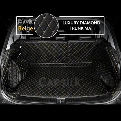 BLACK BEIGE STITCHING 3D DIAMOND LUXURY TRUNK CAR MATS SET - Carsilks 