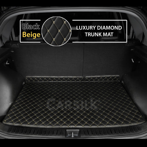 BLACK & BEIGE STITCHING DIAMOND LUXURY TRUNK CAR MATS SET - Carsilks 