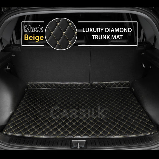 BLACK & BEIGE STITCHING DIAMOND LUXURY TRUNK CAR MATS SET - Carsilks 