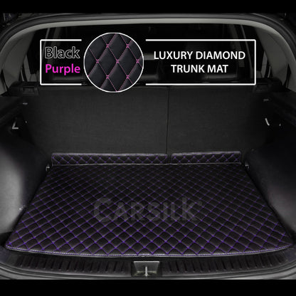 BLACK & PURPLE STITCHING DIAMOND LUXURY TRUNK CAR MATS SET - Carsilks 