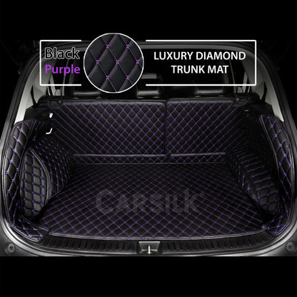BLACK PURPLE STITCHING 3D DIAMOND LUXURY TRUNK CAR MATS SET - Carsilks 