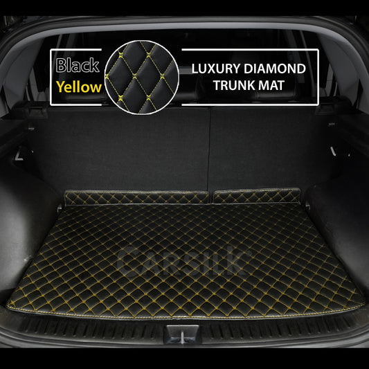 BLACK & YELLOW LUXURY STITCHING DIAMOND LUXURY TRUNK CAR MATS SET - Carsilks 