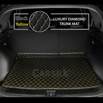 BLACK & YELLOW LUXURY STITCHING DIAMOND LUXURY TRUNK CAR MATS SET - Carsilks 