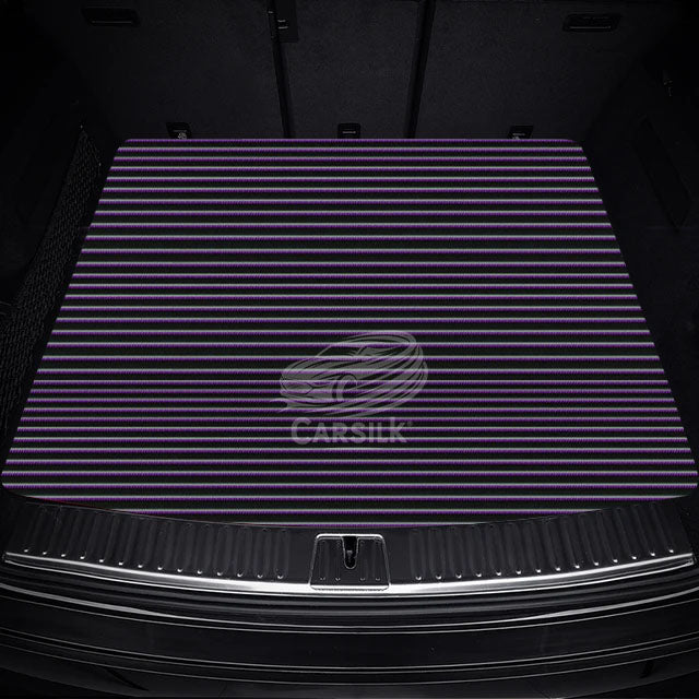 BLACK PURPLE STITCHING STRIPE LUXURY TRUNK CAR MATS SET - Carsilks 