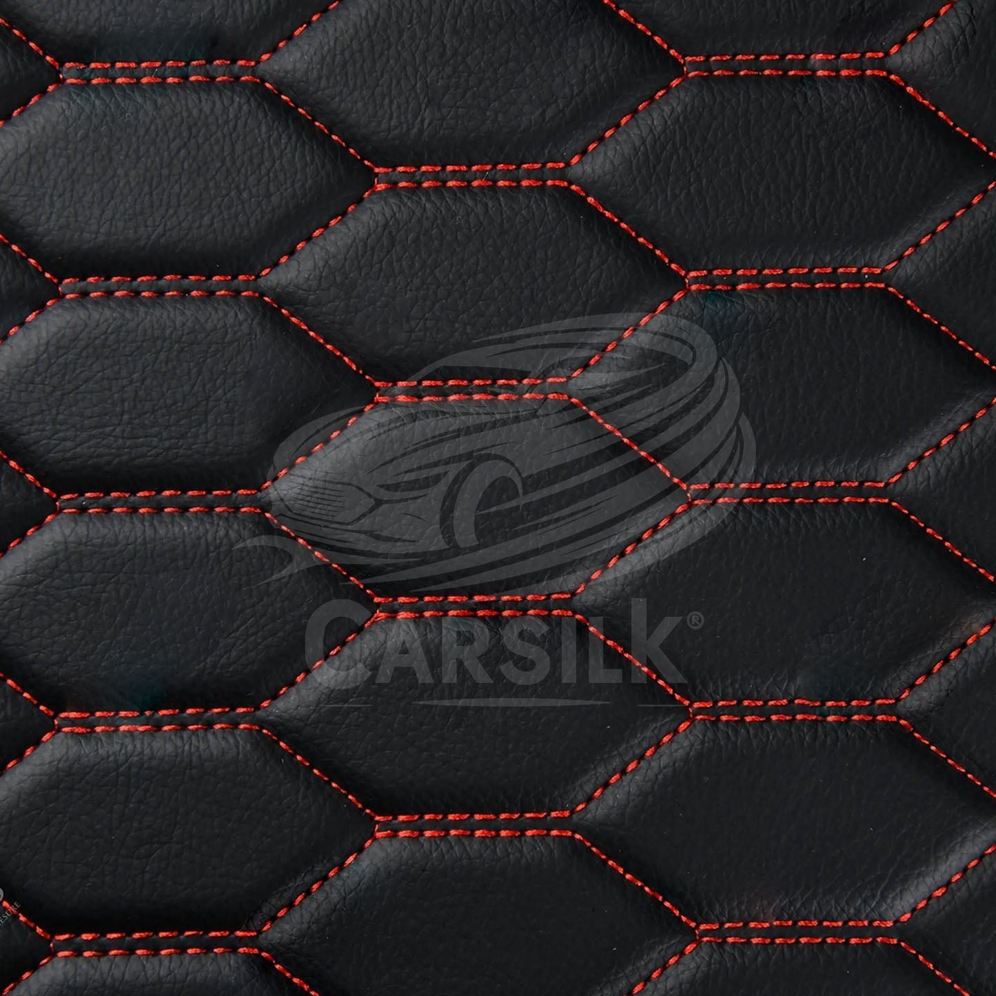 BLACK & RED STITCHING 3D SERIES HONEY COMB LUXURY TRUNK CAR MATS SET - Carsilks 