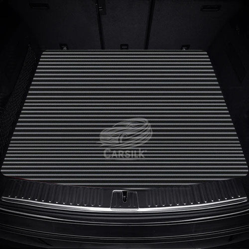BLACK WHITE STITCHING STRIPE LUXURY TRUNK CAR MATS SET - Carsilks 