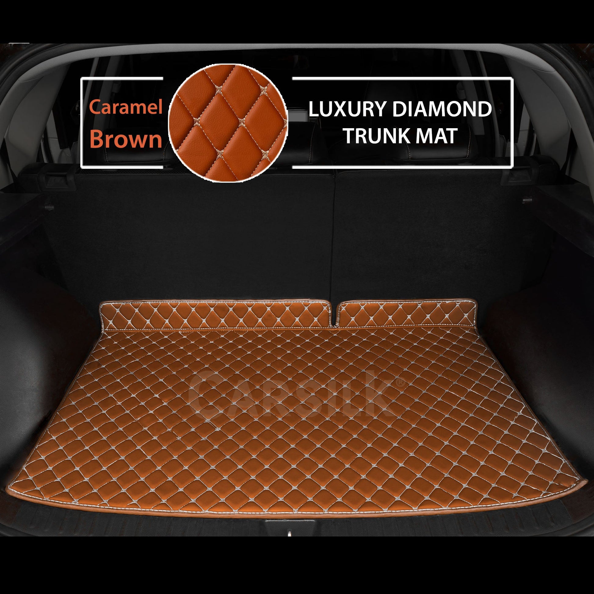 CARAMEL BROWN DIAMOND LUXURY TRUNK CAR MATS SET - Carsilks 