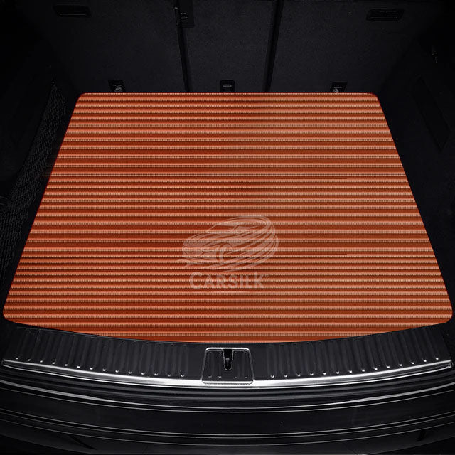 CARAMEL BROWN STRIPE LUXURY BASE TRUNK CAR MATS SET - Carsilks 