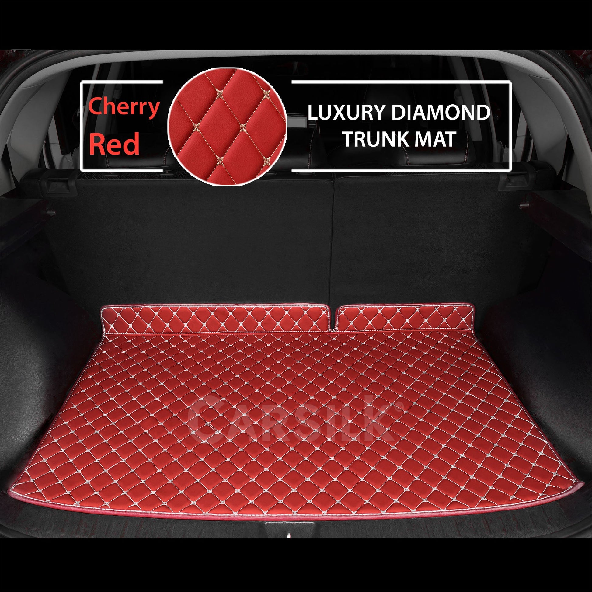 CHERRY RED DIAMOND LUXURY TRUNK CAR MATS SET - Carsilks 