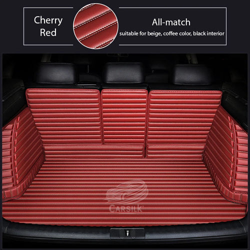 CHERRY RED 3D SERIES STRIPE LUXURY TRUNK CAR MATS SET - Carsilks 