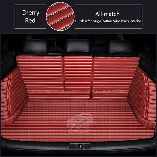 CHERRY RED 3D SERIES STRIPE LUXURY TRUNK CAR MATS SET - Carsilks 
