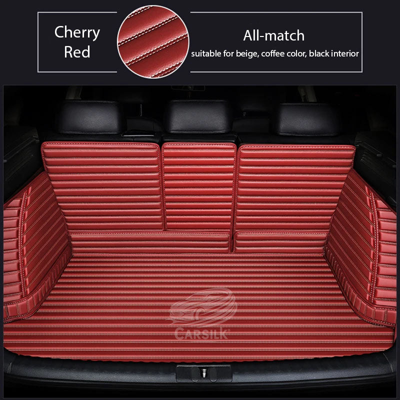 CHERRY RED 3D STRIPE LUXURY TRUNK CAR MATS SET - Carsilks 