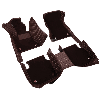 BLACK & BLACK STITCHING DIAMOND BASE WITH BLACK TOP CARPET DOUBLE LAYER CAR MAT SET - Carsilks 