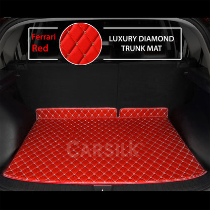 FERRARI RED STITCHING DIAMOND LUXURY TRUNK CAR MATS SET - Carsilks 