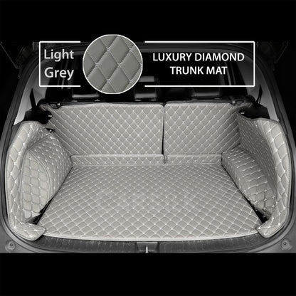 LIGHT GRAY STITCHING 3D DIAMOND LUXURY TRUNK CAR MATS SET - Carsilks 