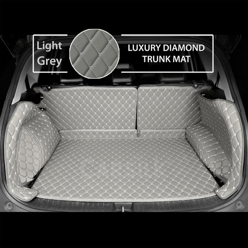 LIGHT GRAY STITCHING 3D DIAMOND LUXURY TRUNK CAR MATS SET - Carsilks 