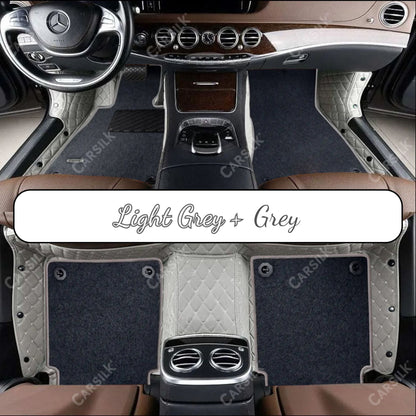 LIGHT GRAY DIAMOND BASE WITH GRAY TOP CARPET DOUBLE LAYER CAR MAT SET - Carsilks 
