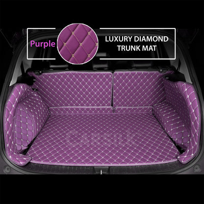 LAVENDER PURPLE STITCHING 3D DIAMOND LUXURY TRUNK CAR MATS SET - Carsilks 