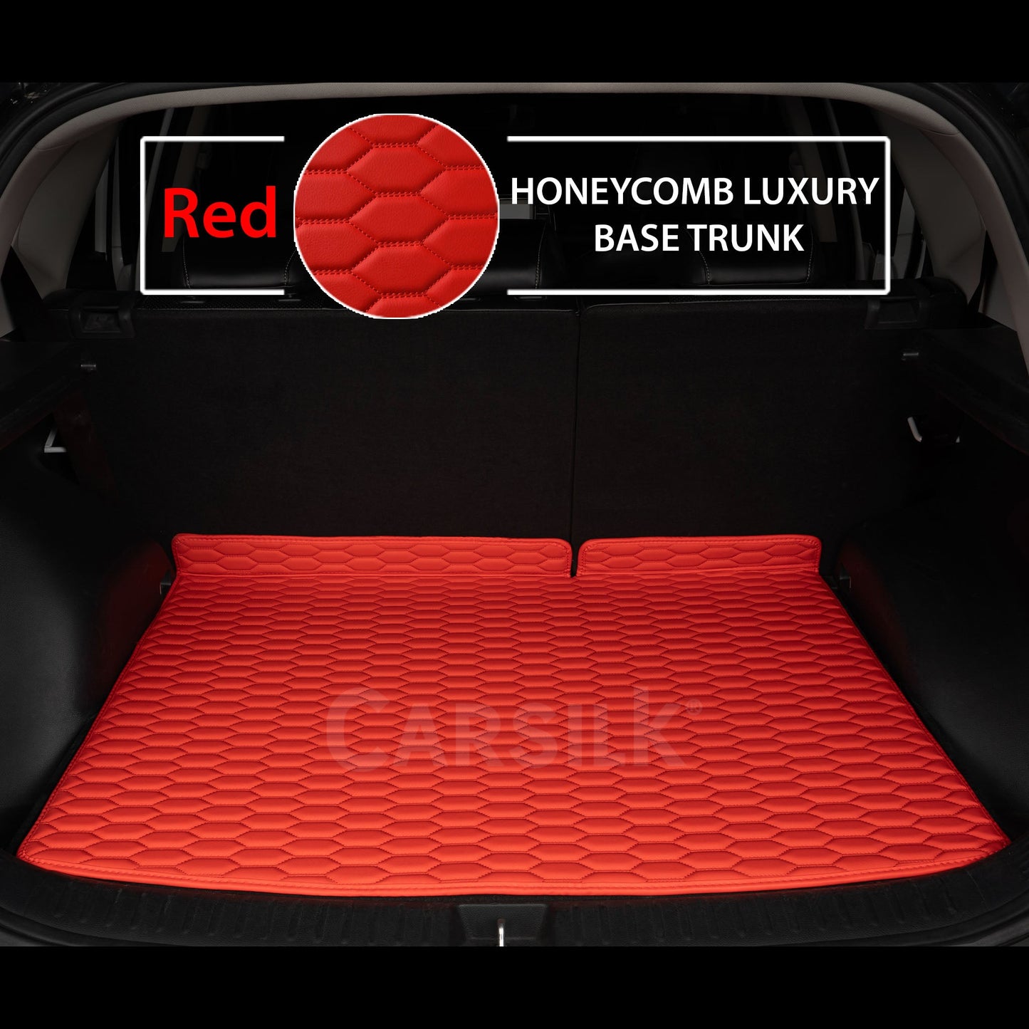 FERRARI RED HONEYCOMB LUXURY TRUNK CAR MATS SET - Carsilks 