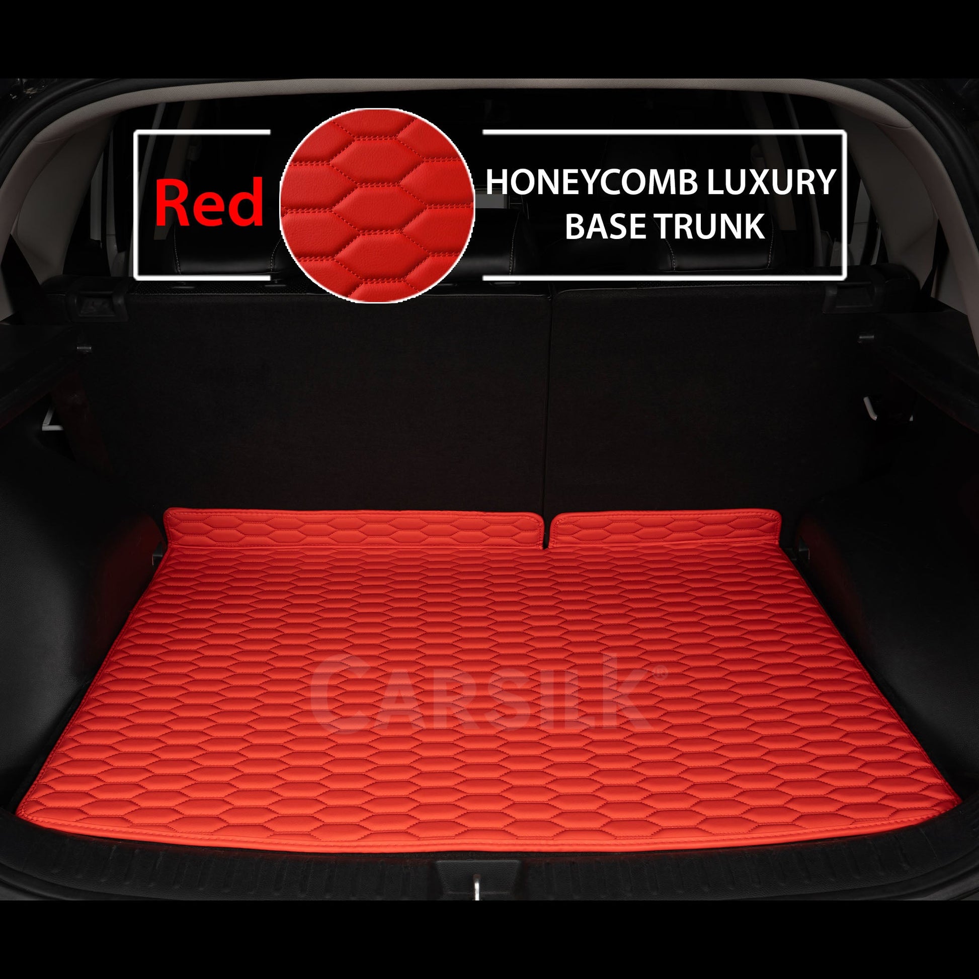 FERRARI RED HONEYCOMB LUXURY TRUNK CAR MATS SET - Carsilks 