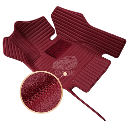 CHOCOLATE BROWN STRIPE BASE WITH BROWN TOP CARPET DOUBLE LAYER CAR MAT SET - Carsilks 