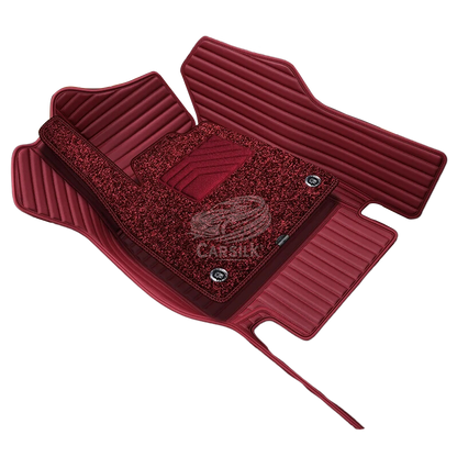 CHOCOLATE BROWN STRIPE BASE WITH BROWN TOP CARPET DOUBLE LAYER CAR MAT SET - Carsilks 